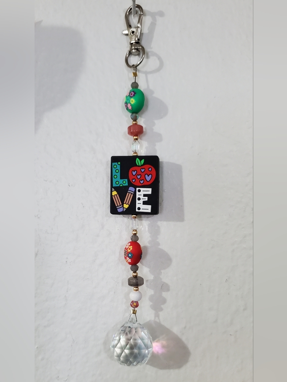 Teacher Appreciation Sun Catcher Gift Key Chain Bag Chain Cystals Beads